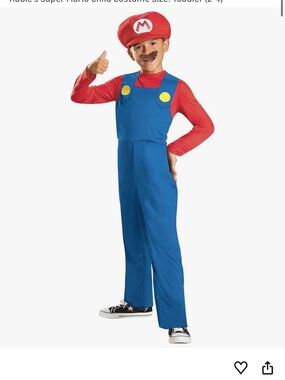 Disguise Super Mario Red & Blue Kids Costume with Hat